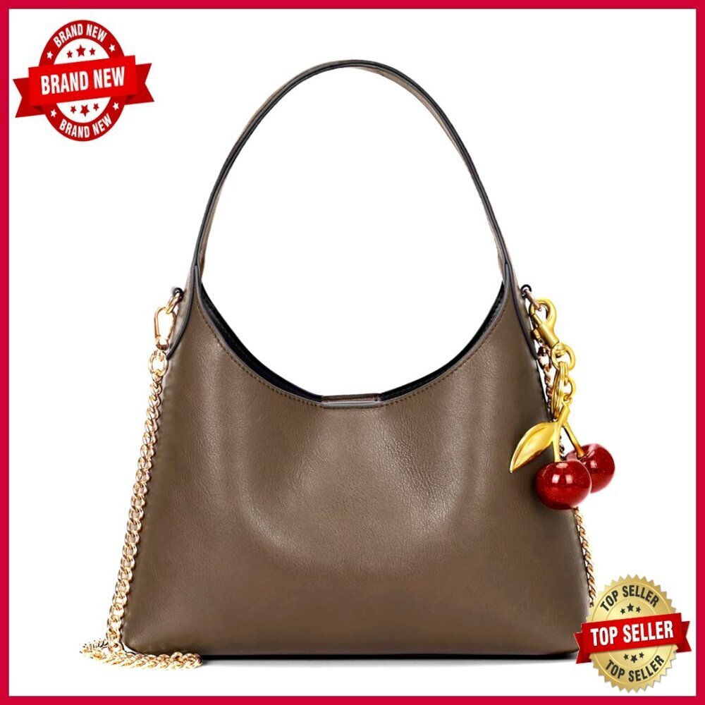 Small Hobo Tote Bag with Detachable Chain Strap Faux Leather Crossbody Purse